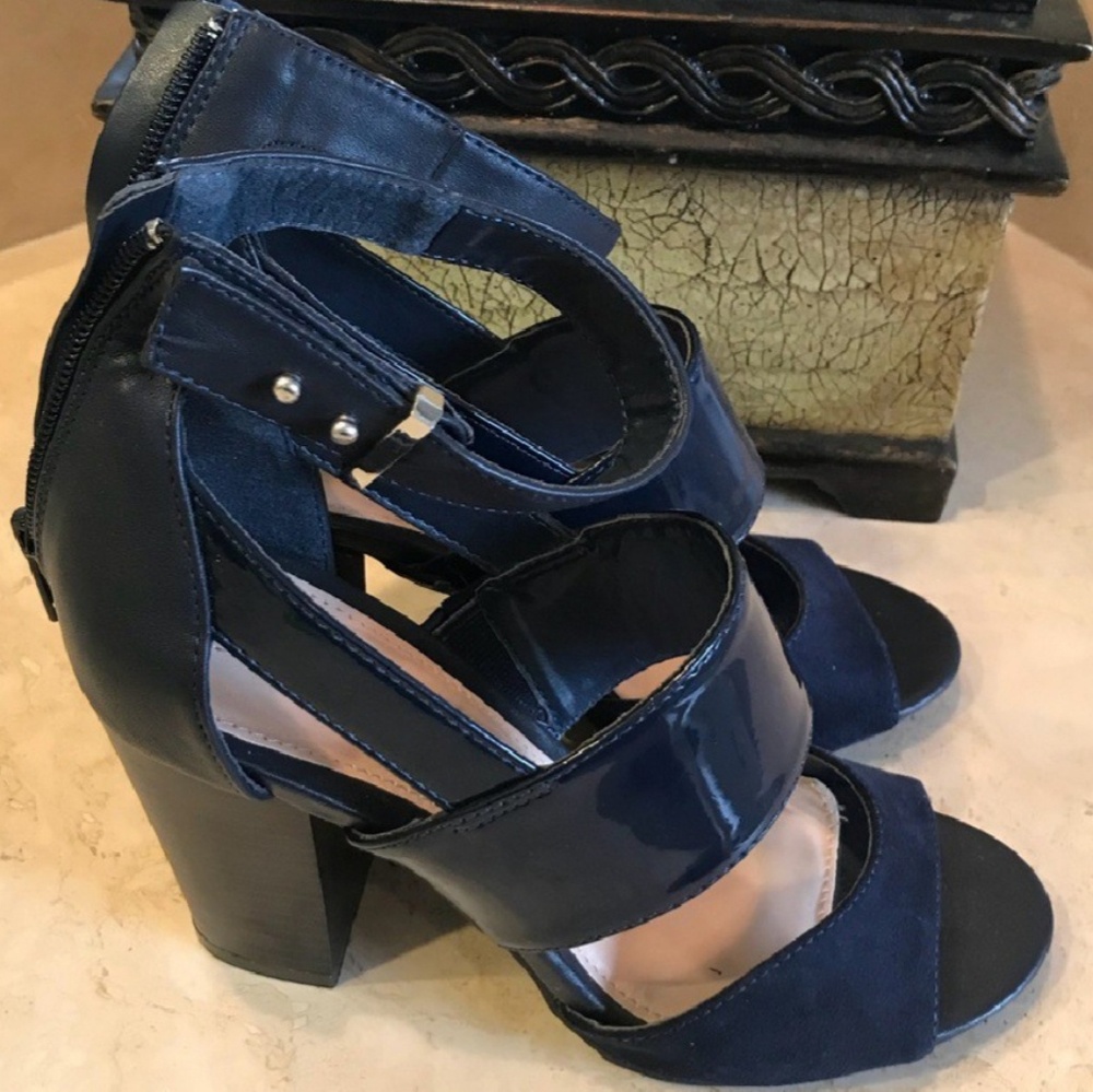 Navy Blue Open Toe Heels